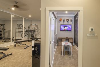 Children's play room in fitness studio